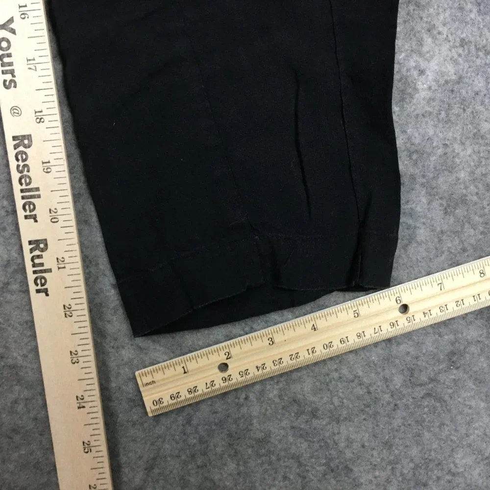 Babaton Pants XXS Linen Black Straight Crop Mid Rise Casual Drawcord Artizia